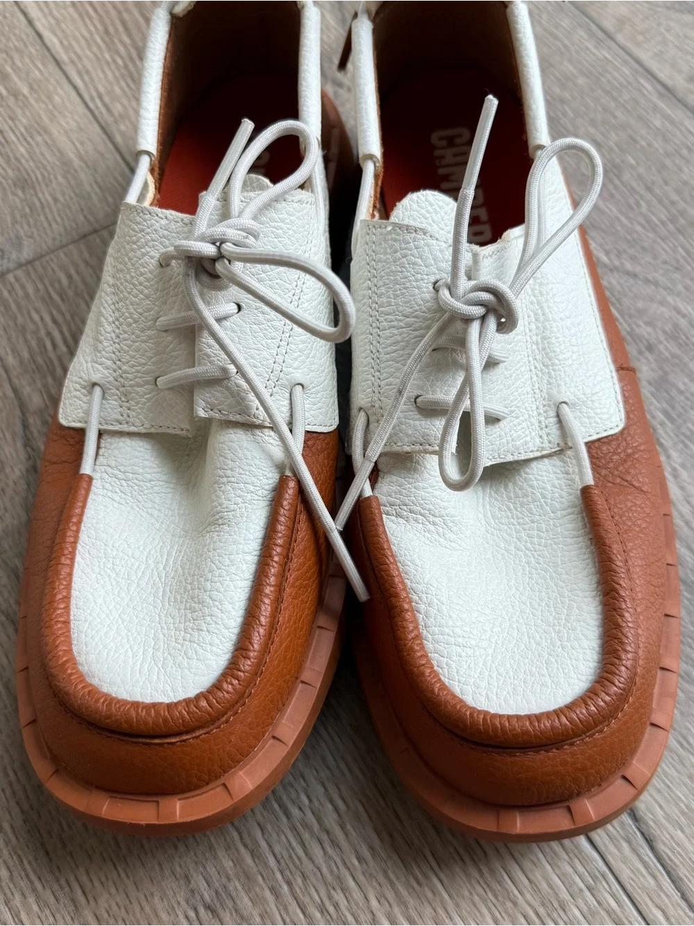 Camper lightweight Juddie loafer slip on shoes size 38 women US 8 white brown